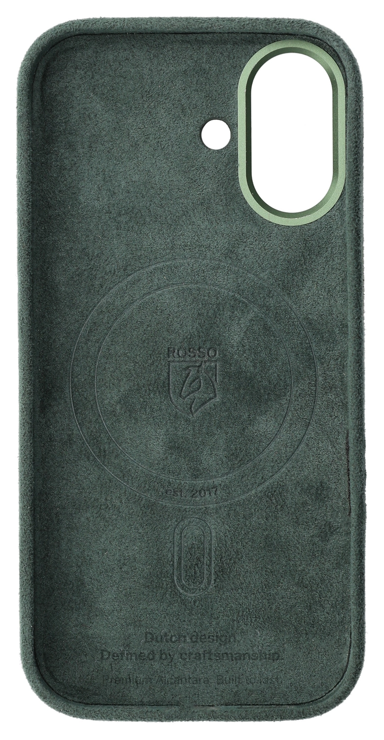Rosso Avanti Apple iPhone 16 Hoesje Alcantara MagSafe met Wallet Groen afbeelding 11