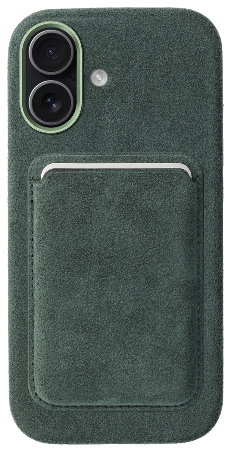Rosso Avanti Apple iPhone 16 Hoesje Alcantara MagSafe met Wallet Groen afbeelding 1
