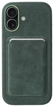 Rosso Avanti Apple iPhone 16 Hoesje Alcantara MagSafe met Wallet Groen