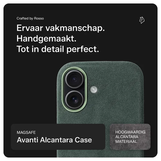 Rosso Avanti Apple iPhone 16 Hoesje Alcantara MagSafe met Wallet Groen afbeelding 2