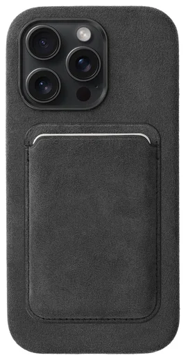Rosso Avanti Apple iPhone 16 Pro Hoesje Alcantara MagSafe met Wallet Grijs afbeelding 1