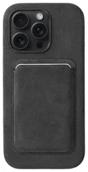 Rosso Avanti Apple iPhone 16 Pro Hoesje Alcantara MagSafe met Wallet Grijs afbeelding