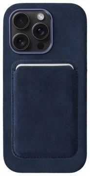 Rosso Avanti Apple iPhone 16 Pro Hoesje Alcantara MagSafe met Wallet Blauw