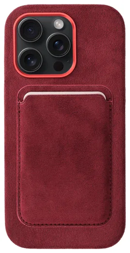 Rosso Avanti Apple iPhone 16 Pro Hoesje Alcantara MagSafe met Wallet Burgundy afbeelding 1
