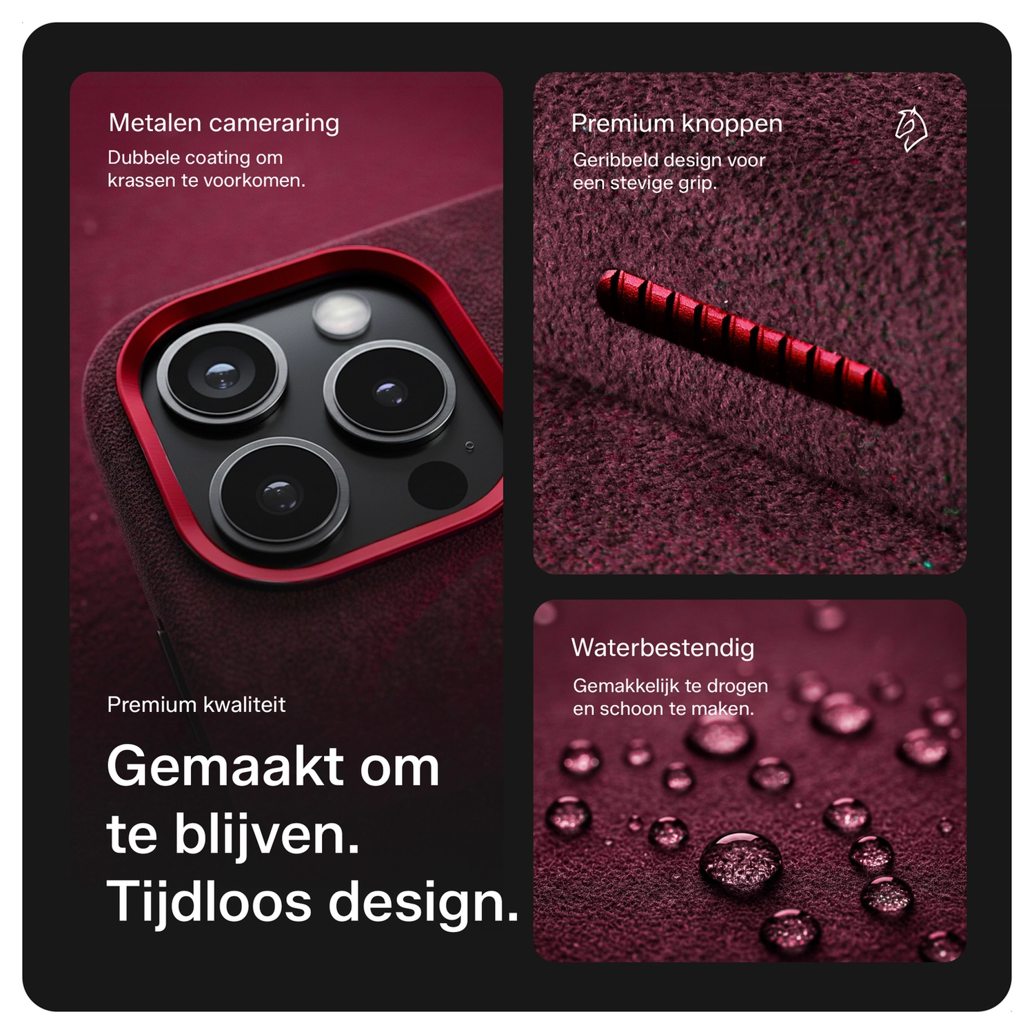 Rosso Avanti Apple iPhone 16 Pro Hoesje Alcantara MagSafe met Wallet Burgundy afbeelding 4
