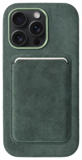 Rosso Avanti Apple iPhone 16 Pro Hoesje Alcantara MagSafe met Wallet Groen afbeelding 1