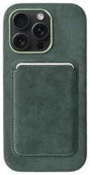 Rosso Avanti Apple iPhone 16 Pro Hoesje Alcantara MagSafe met Wallet Groen afbeelding
