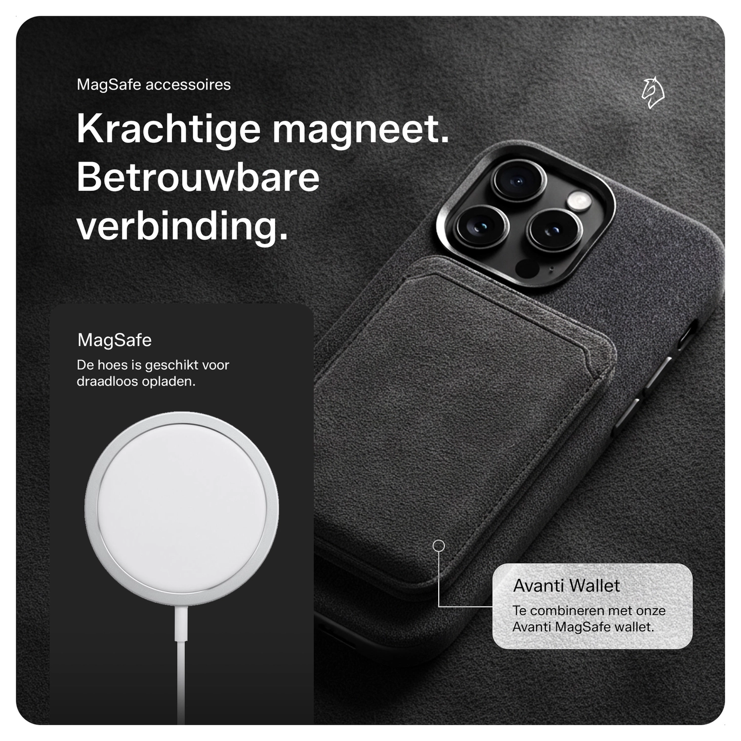 Rosso Avanti Apple iPhone 15 Hoesje Alcantara MagSafe met Wallet Grijs afbeelding 6