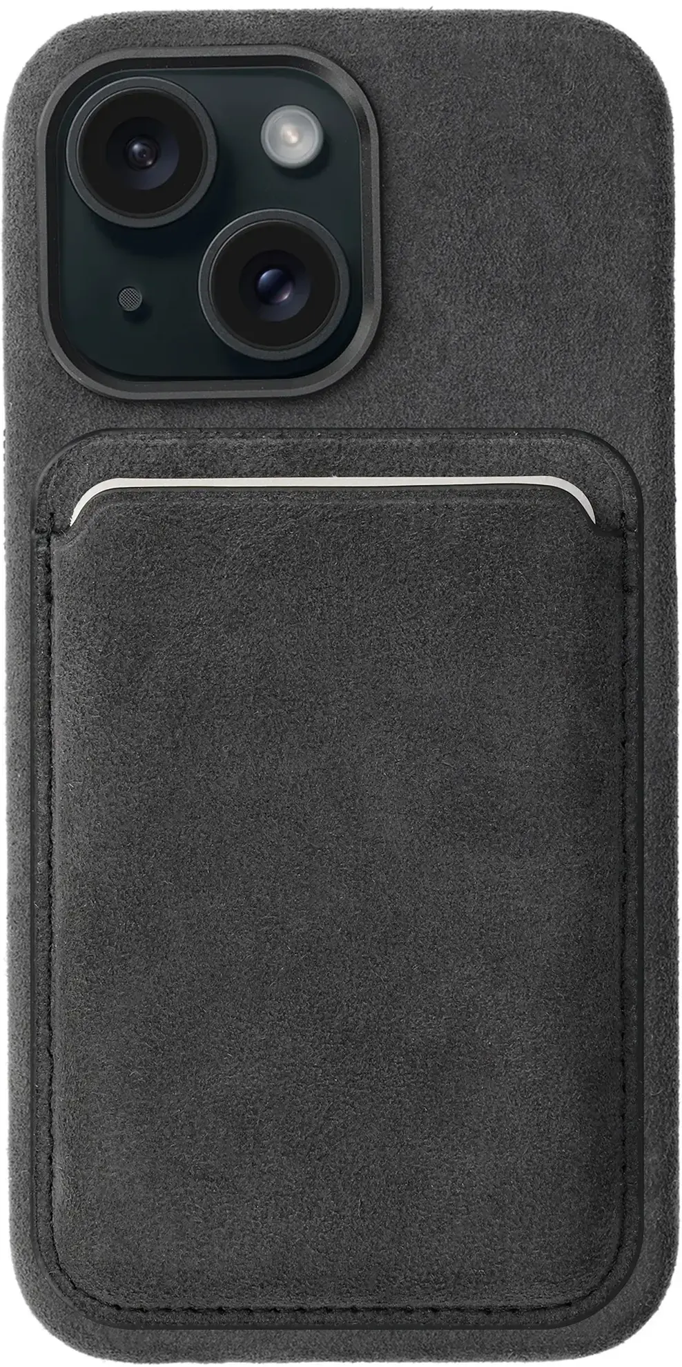 Rosso Avanti Apple iPhone 15 Hoesje Alcantara MagSafe met Wallet Grijs afbeelding 1