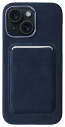Rosso Avanti Apple iPhone 15 Hoesje Alcantara MagSafe met Wallet Blauw afbeelding