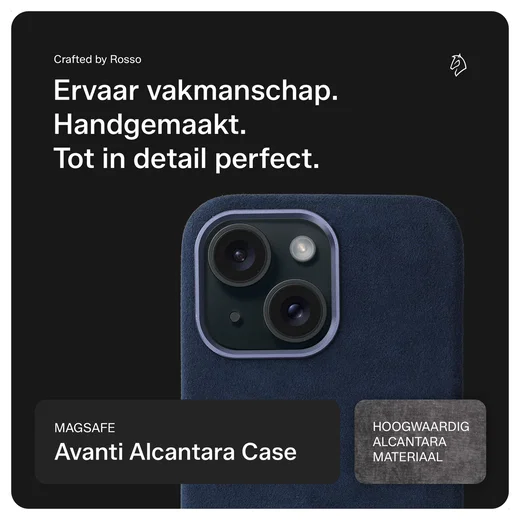 Rosso Avanti Apple iPhone 15 Hoesje Alcantara MagSafe met Wallet Blauw afbeelding 5