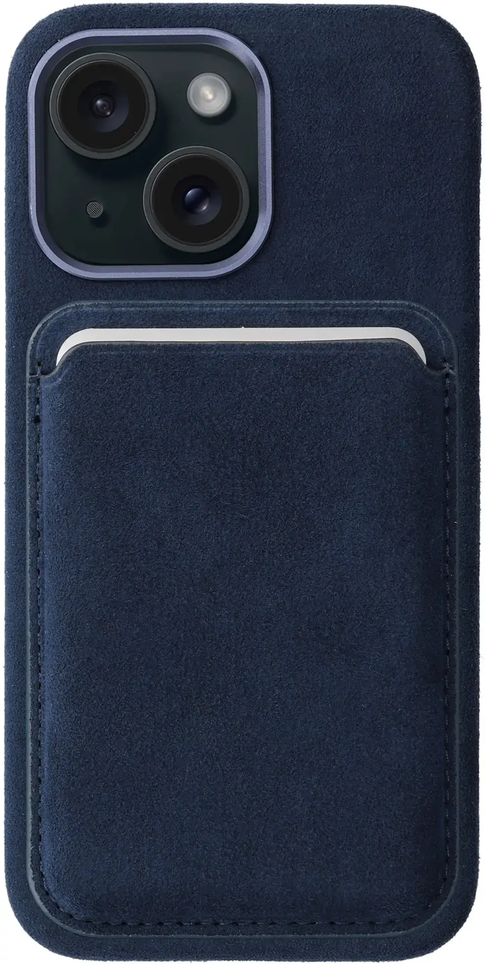 Rosso Avanti Apple iPhone 15 Hoesje Alcantara MagSafe met Wallet Blauw afbeelding 1
