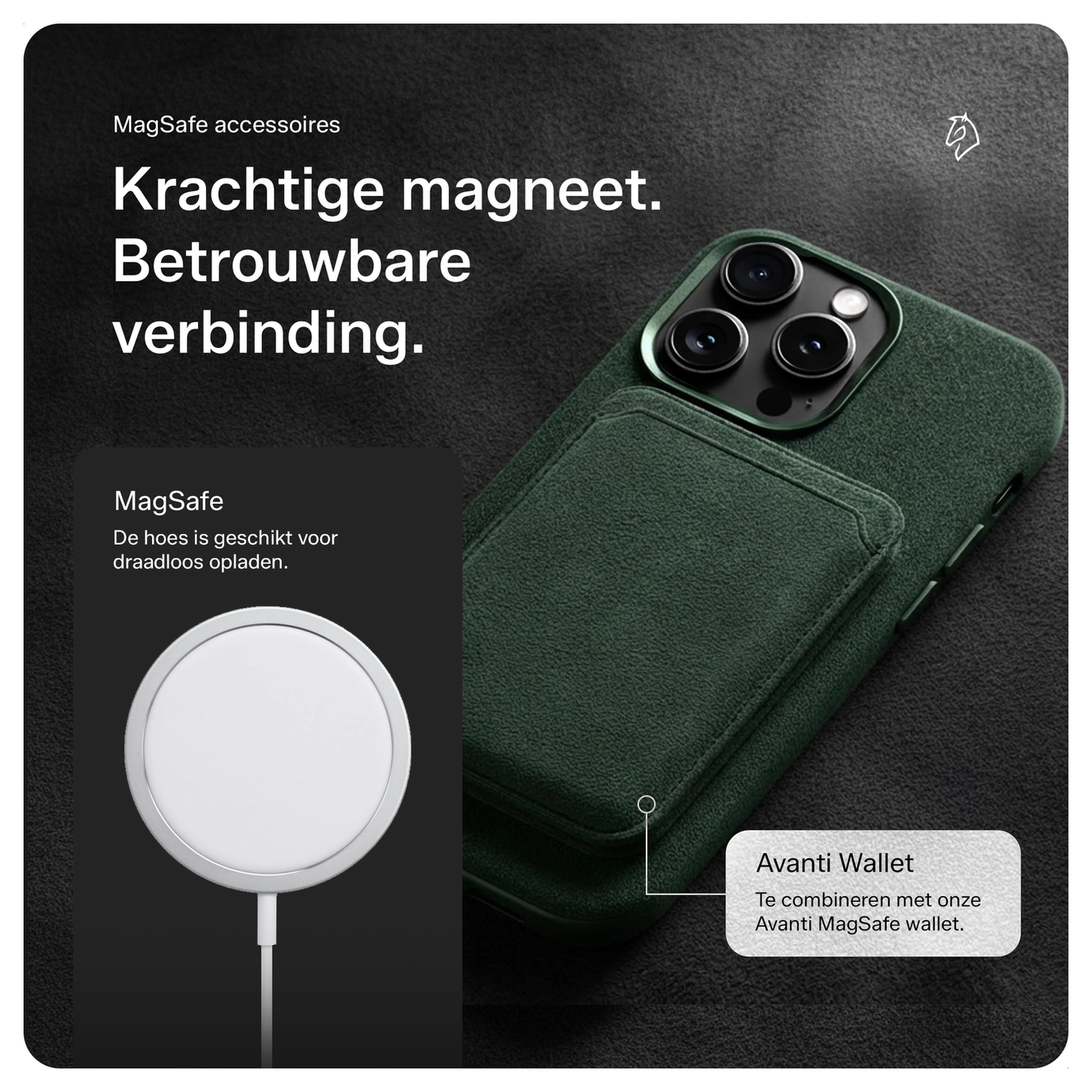 Rosso Avanti Apple iPhone 15 Hoesje Alcantara MagSafe met Wallet Groen afbeelding 6