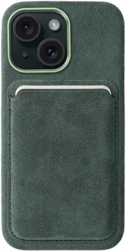 Rosso Avanti Apple iPhone 15 Hoesje Alcantara MagSafe met Wallet Groen