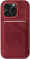 Rosso Avanti Apple iPhone 15 Pro Hoesje Alcantara MagSafe met Wallet Burgundy afbeelding