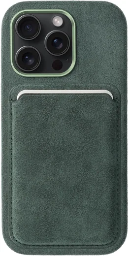 Rosso Avanti Apple iPhone 15 Pro Hoesje Alcantara MagSafe met Wallet Groen afbeelding 1
