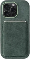 Rosso Avanti Apple iPhone 15 Pro Hoesje Alcantara MagSafe met Wallet Groen afbeelding