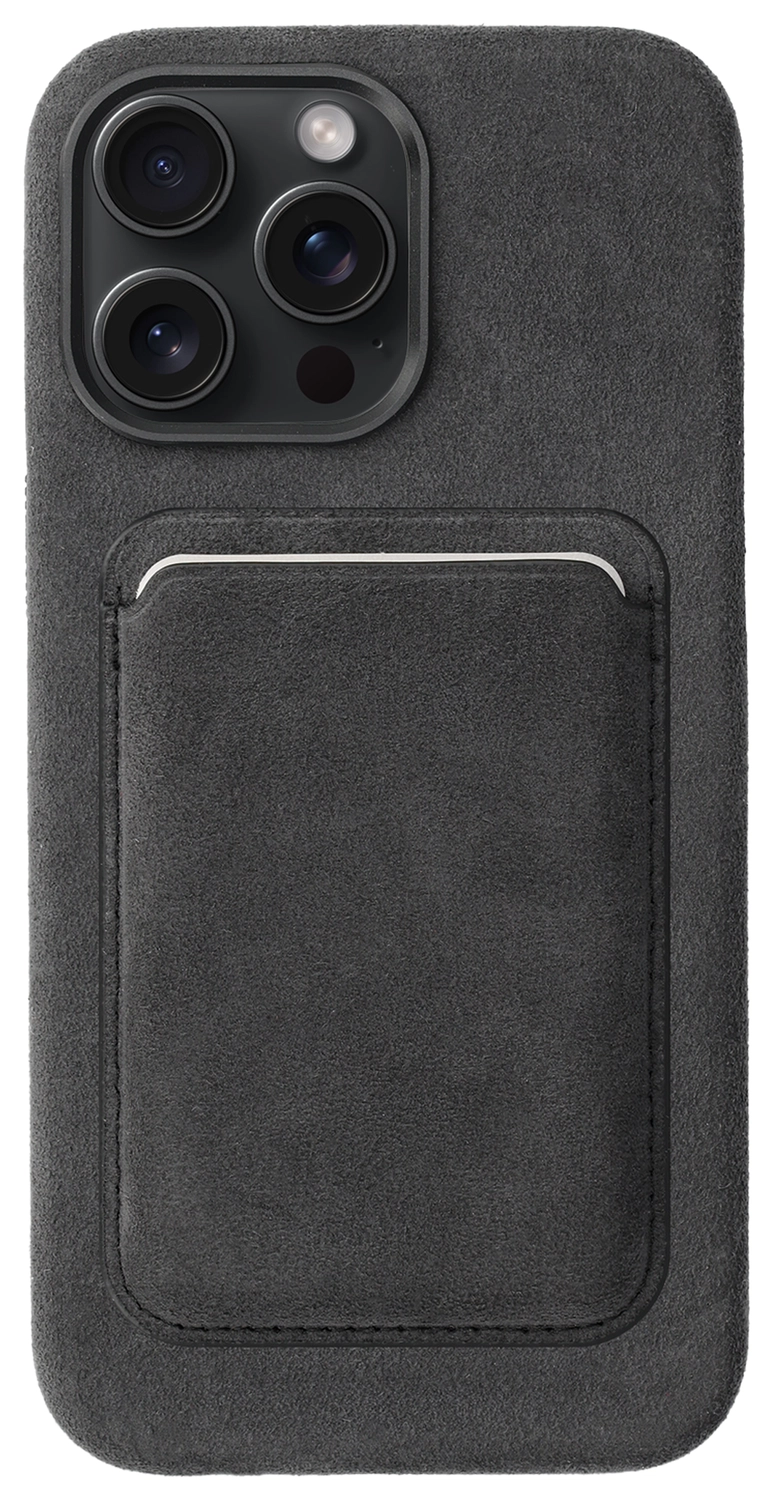 Rosso Avanti iPhone 15 Pro Max Hoesje Alcantara MagSafe met Wallet Grijs afbeelding 1