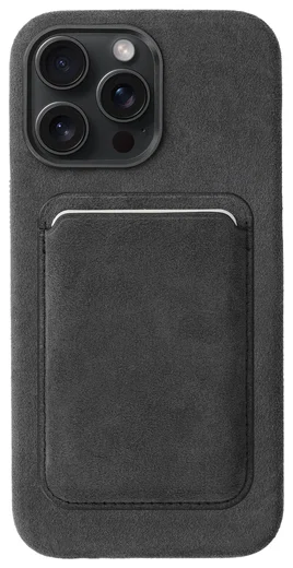 Rosso Avanti iPhone 15 Pro Max Hoesje Alcantara MagSafe met Wallet Grijs afbeelding 1