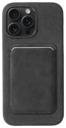 Rosso Avanti iPhone 15 Pro Max Hoesje Alcantara MagSafe met Wallet Grijs afbeelding