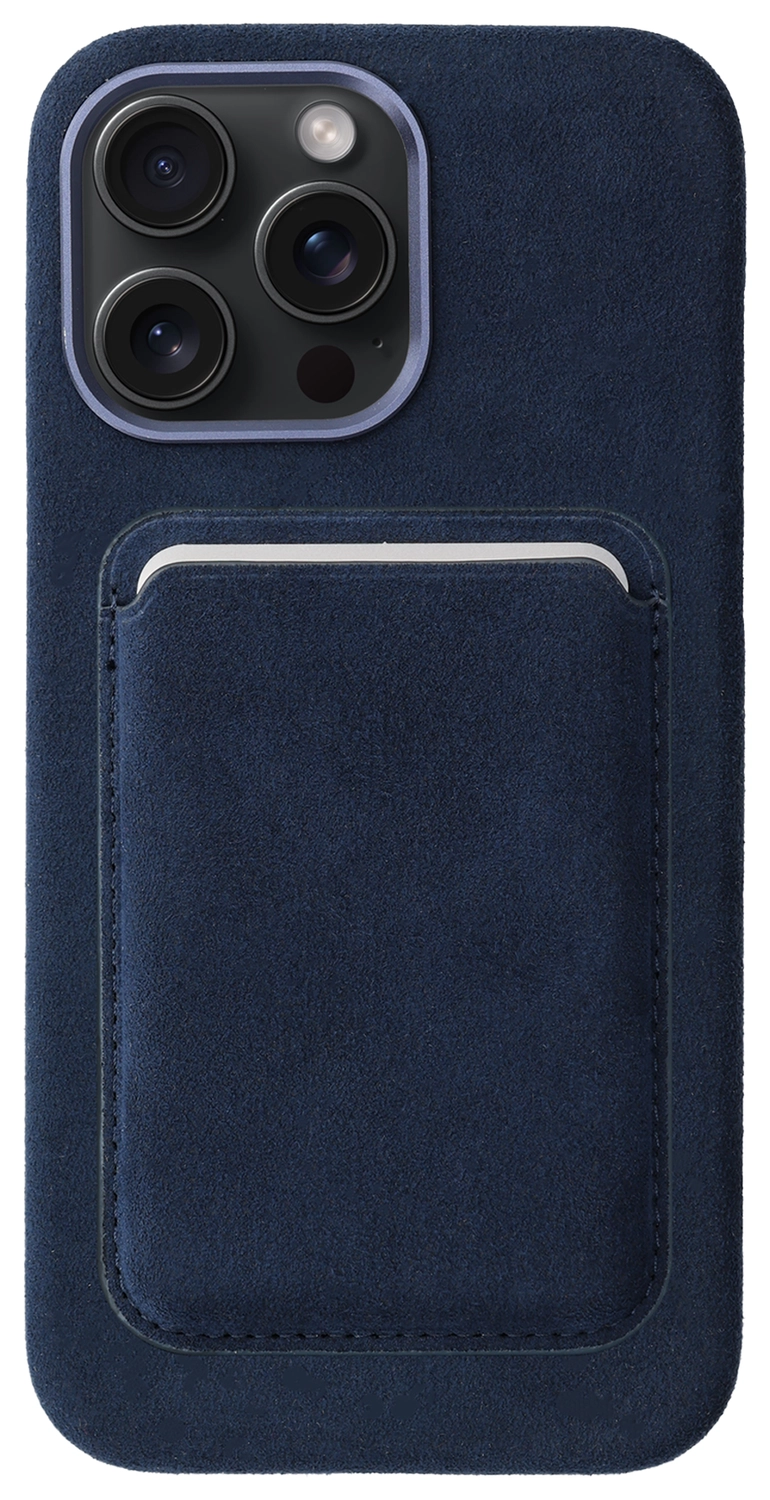 Rosso Avanti iPhone 15 Pro Max Hoesje Alcantara MagSafe met Wallet Blauw afbeelding 1