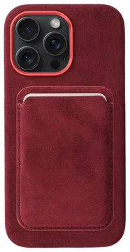 Rosso Avanti iPhone 15 Pro Max Hoesje Alcantara MagSafe met Wallet Burgundy