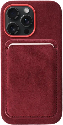 Rosso Avanti iPhone 15 Pro Max Hoesje Alcantara MagSafe met Wallet Burgundy afbeelding 1