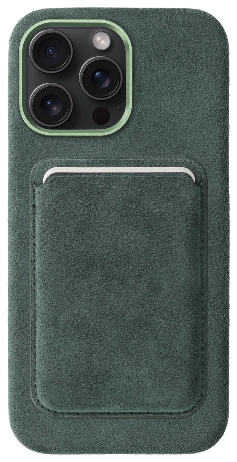 Rosso Avanti iPhone 15 Pro Max Hoesje Alcantara MagSafe met Wallet Groen afbeelding 1