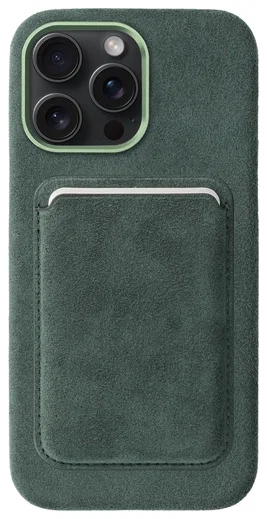 Rosso Avanti iPhone 15 Pro Max Hoesje Alcantara MagSafe met Wallet Groen afbeelding 1