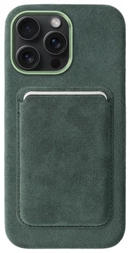 Rosso Avanti iPhone 15 Pro Max Hoesje Alcantara MagSafe met Wallet Groen