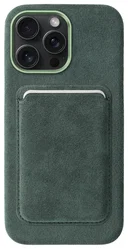 Rosso Avanti iPhone 15 Pro Max Hoesje Alcantara MagSafe met Wallet Groen afbeelding