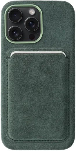 Rosso Avanti iPhone 15 Pro Max Hoesje Alcantara MagSafe met Wallet Groen afbeelding 1