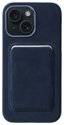 Rosso Avanti Apple iPhone 14 / 13 Hoesje Alcantara MagSafe met Wallet Blauw afbeelding