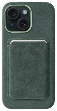Rosso Avanti Apple iPhone 14 / 13 Hoesje Alcantara MagSafe met Wallet Groen
