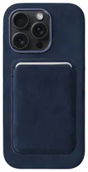 Rosso Avanti Apple iPhone 14 Pro Hoesje Alcantara MagSafe met Wallet Blauw afbeelding