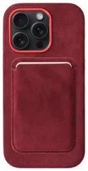 Rosso Avanti Apple iPhone 14 Pro Hoesje Alcantara MagSafe met Wallet Burgundy afbeelding