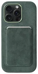 Rosso Avanti Apple iPhone 14 Pro Hoesje Alcantara MagSafe met Wallet Groen afbeelding