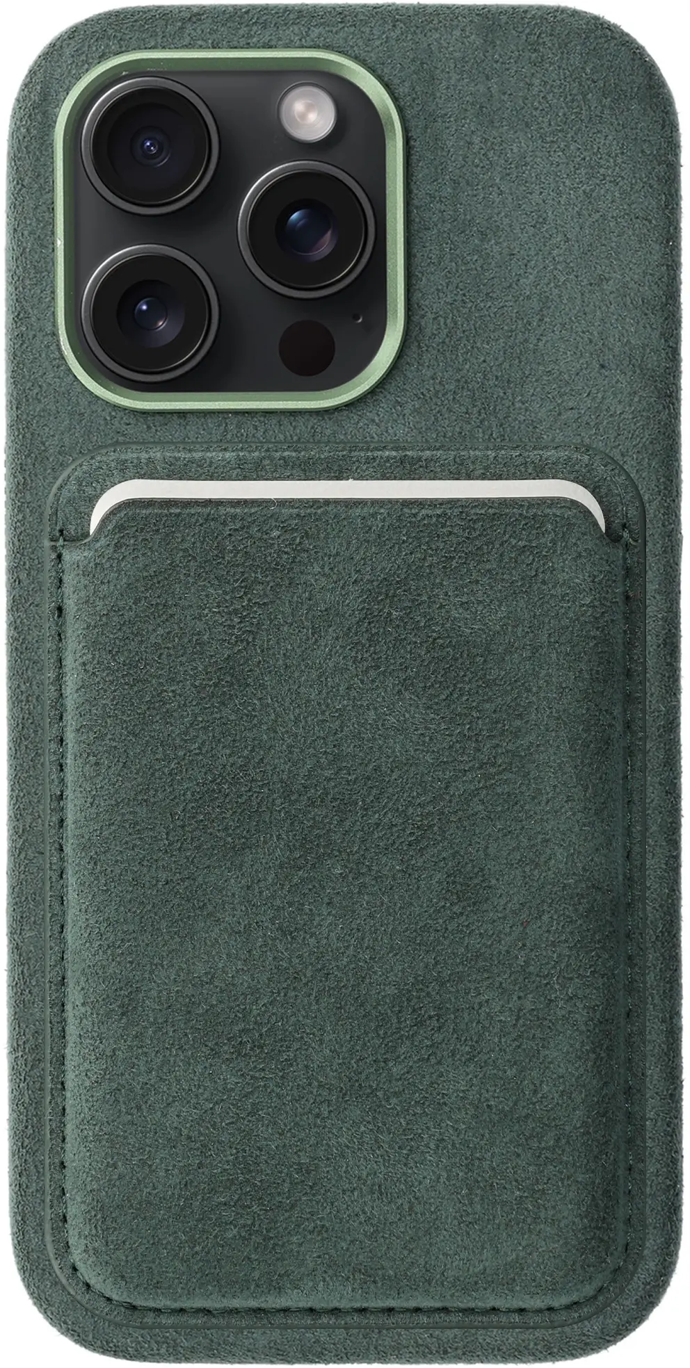 Rosso Avanti Apple iPhone 14 Pro Hoesje Alcantara MagSafe met Wallet Groen afbeelding 1