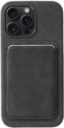Rosso Avanti iPhone 14 Pro Max Hoesje Alcantara MagSafe met Wallet Grijs afbeelding