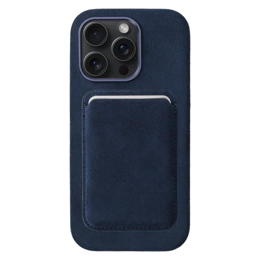 Rosso Avanti iPhone 14 Pro Max Hoesje Alcantara MagSafe met Wallet Blauw afbeelding 1
