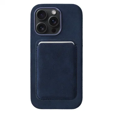 Rosso Avanti iPhone 14 Pro Max Hoesje Alcantara MagSafe met Wallet Blauw