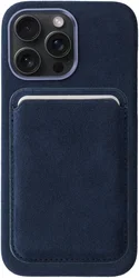 Rosso Avanti iPhone 14 Pro Max Hoesje Alcantara MagSafe met Wallet Blauw afbeelding