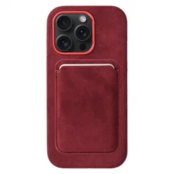 Rosso Avanti iPhone 14 Pro Max Hoesje Alcantara MagSafe met Wallet Burgundy afbeelding