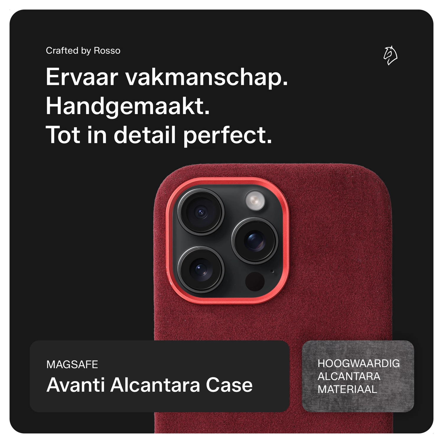 Rosso Avanti iPhone 14 Pro Max Hoesje Alcantara MagSafe met Wallet Burgundy afbeelding 2