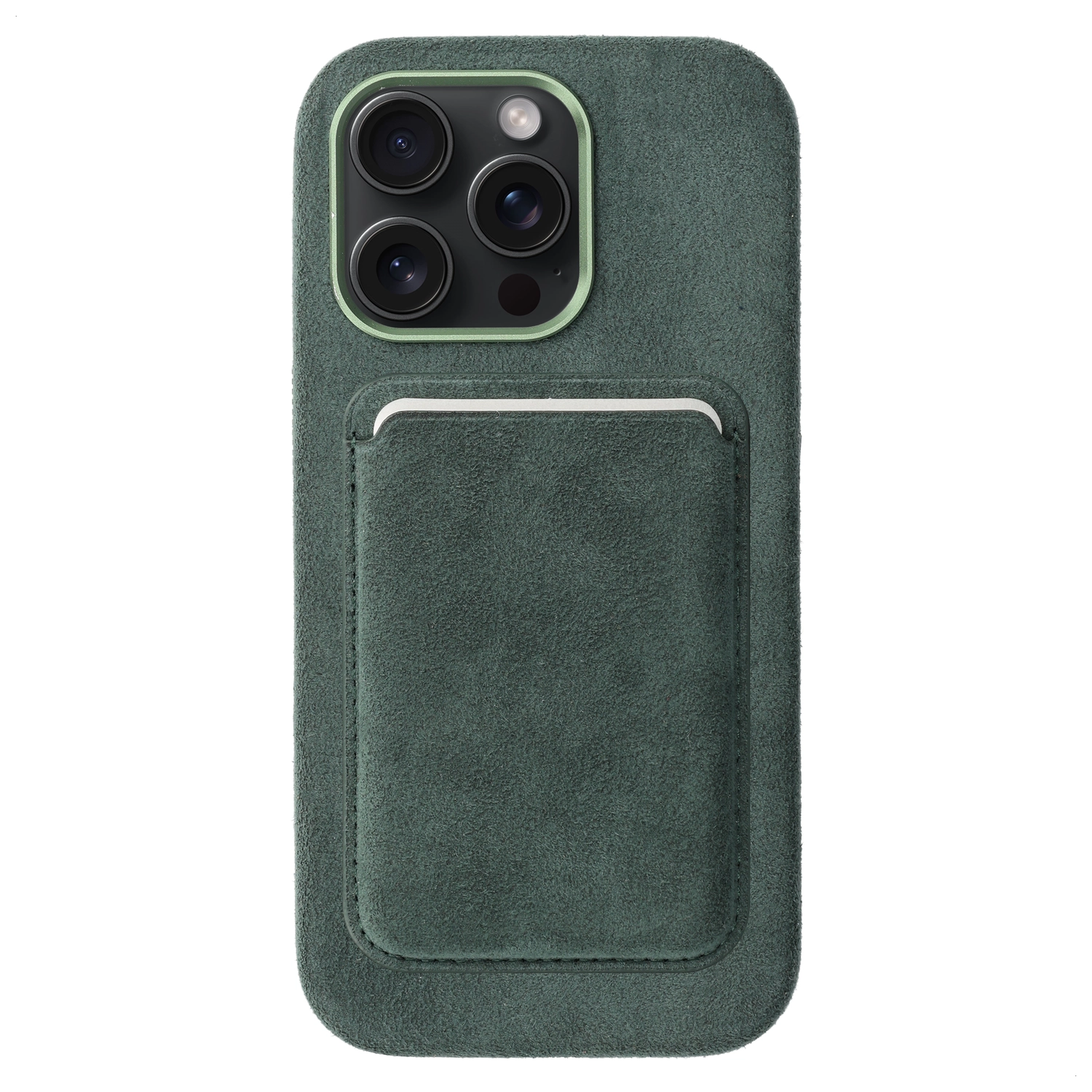 Rosso Avanti iPhone 14 Pro Max Hoesje Alcantara MagSafe met Wallet Groen afbeelding 1