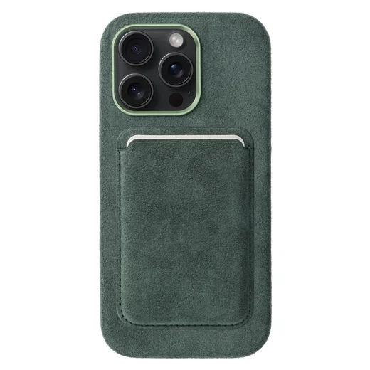 Rosso Avanti iPhone 14 Pro Max Hoesje Alcantara MagSafe met Wallet Groen afbeelding 1