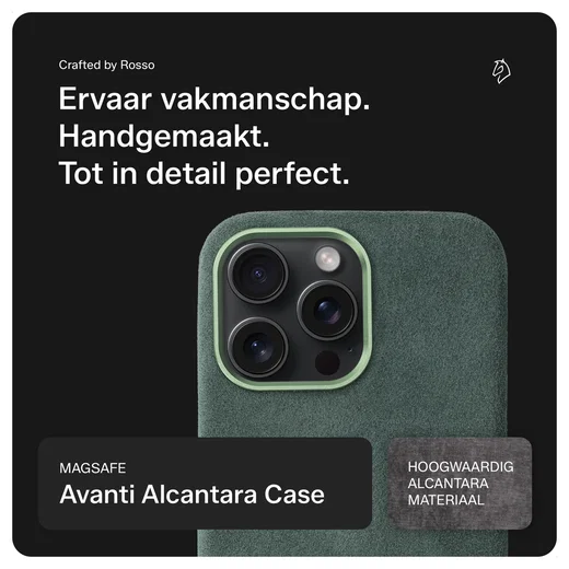 Rosso Avanti iPhone 14 Pro Max Hoesje Alcantara MagSafe met Wallet Groen afbeelding 2
