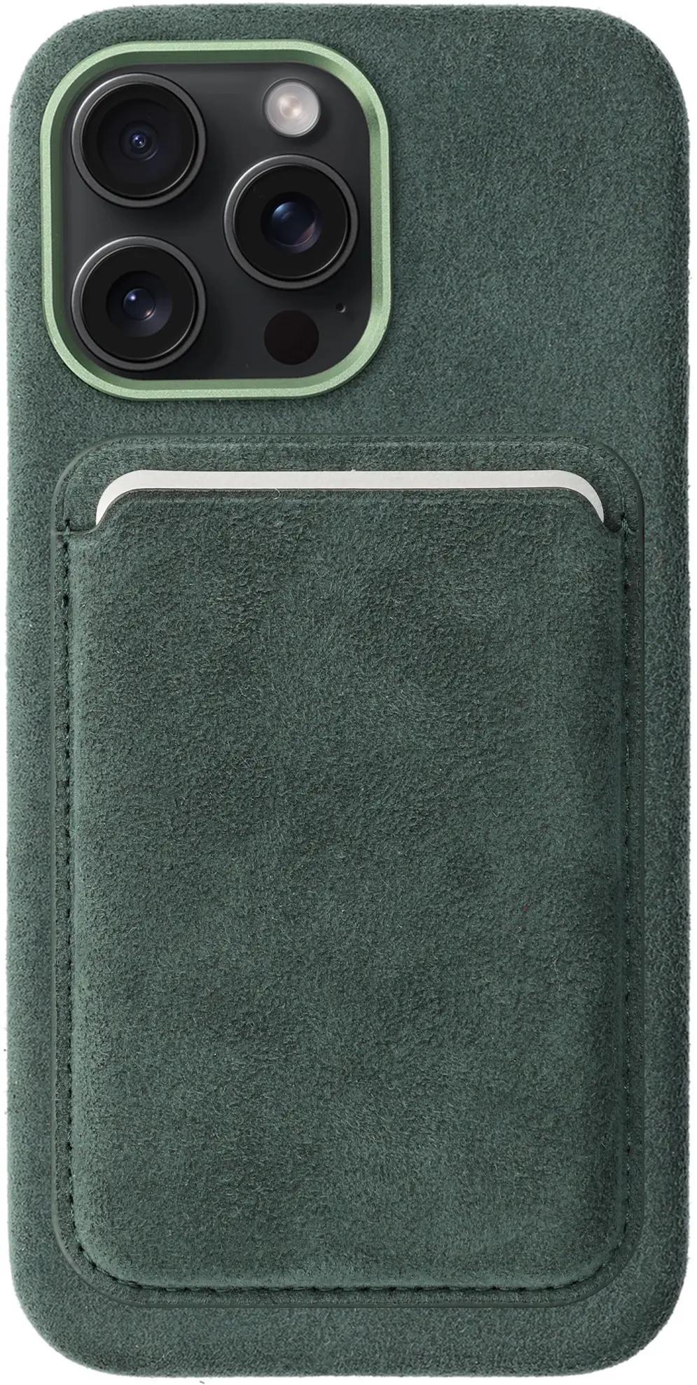 Rosso Avanti iPhone 14 Pro Max Hoesje Alcantara MagSafe met Wallet Groen afbeelding 1