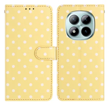 Xiaomi Redmi Note 15 Pro+ 5G Hoesje Portemonnee Book Case Polka Dot Geel