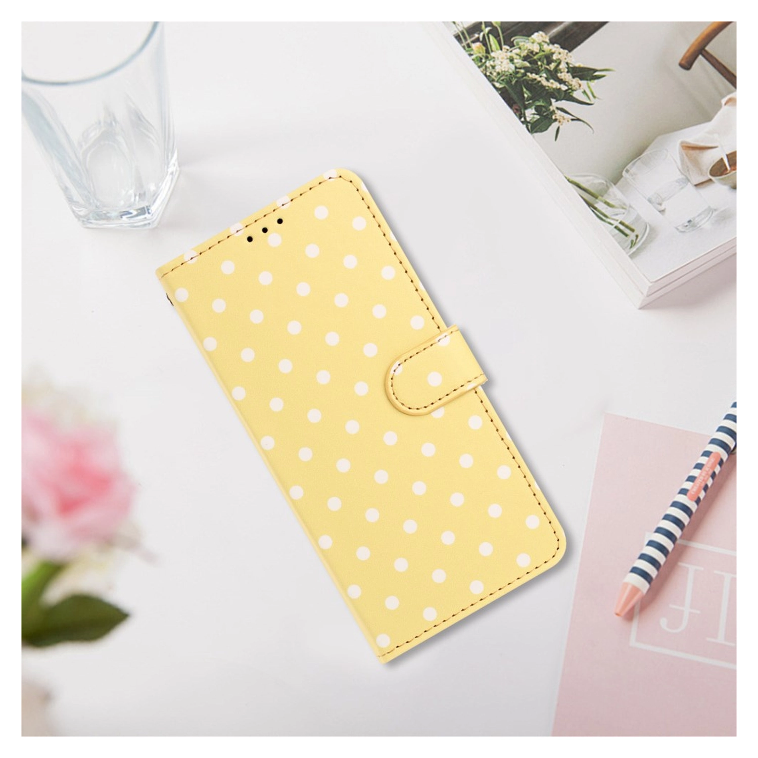 Xiaomi Redmi Note 15 Pro+ 5G Hoesje Portemonnee Book Case Polka Dot Geel afbeelding 10